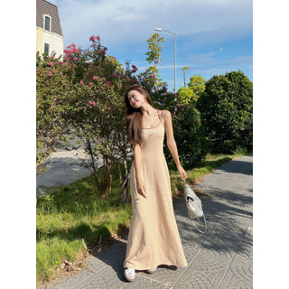 Đầm 2 dây dáng ôm chất thun gân spaghetti maxi dress | fara dress | secodee