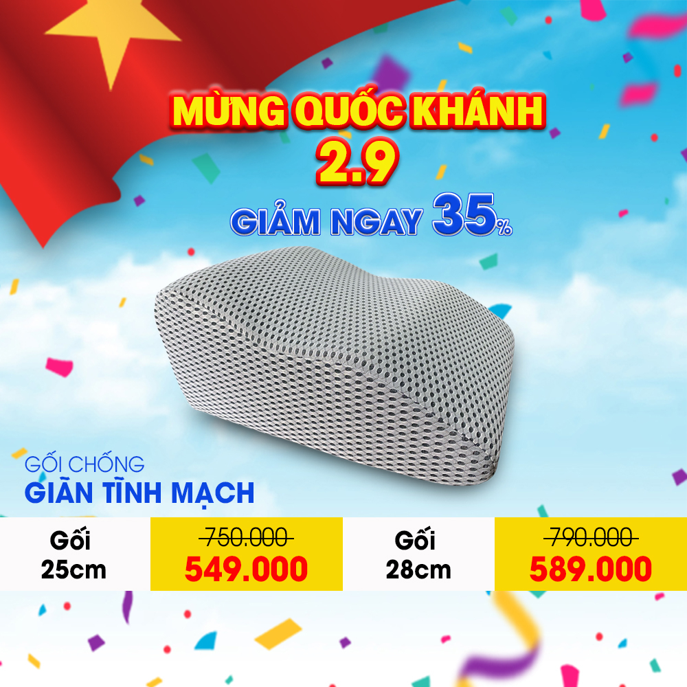 Gối chống giãn tĩnh mạch kê cao chân giúp giảm tê buốt, phù nề chân và vọp bẻ - Vải lưới 5D thoáng mát