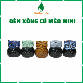 Đèn xông tinh dầu đốt bằng nến mini hình cú mèo dễ thương gốm sứ Bát Tràng- Better Life