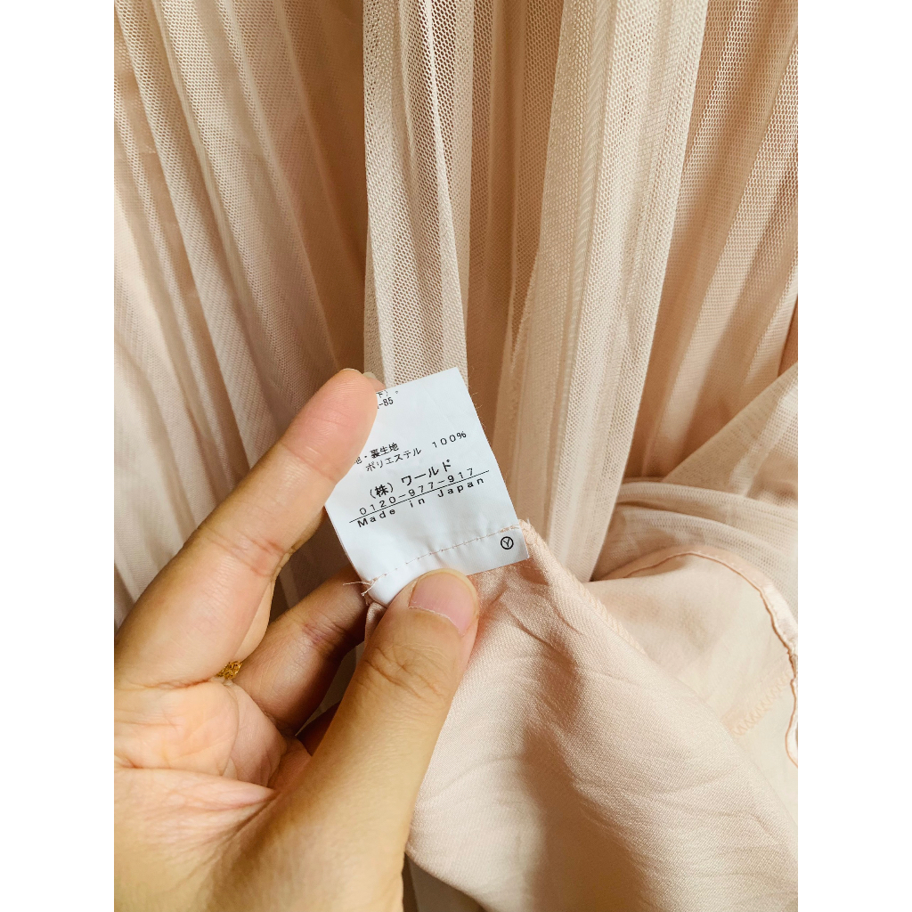 Đầm voan lưới 2 dây màu hồng nude INDIVI