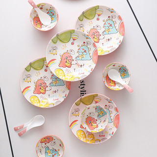 Chén bát khủng long hồng cute dễ thương hàng gốm sứ decor trang trí đẹp có sẵn