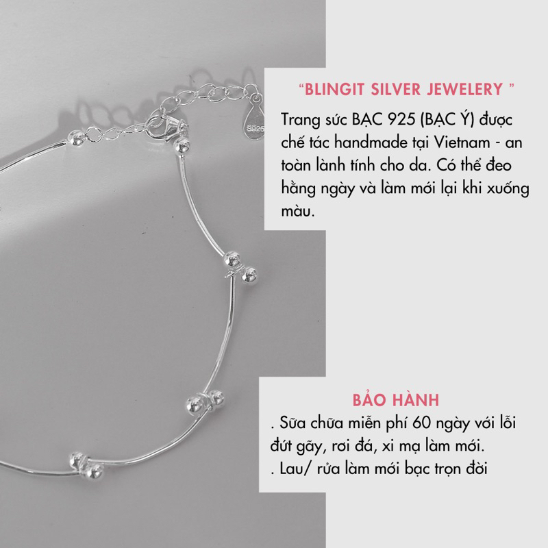 Lắc tay bạc nữ 925 BLING IT thiết kế dễ thương BIVT156