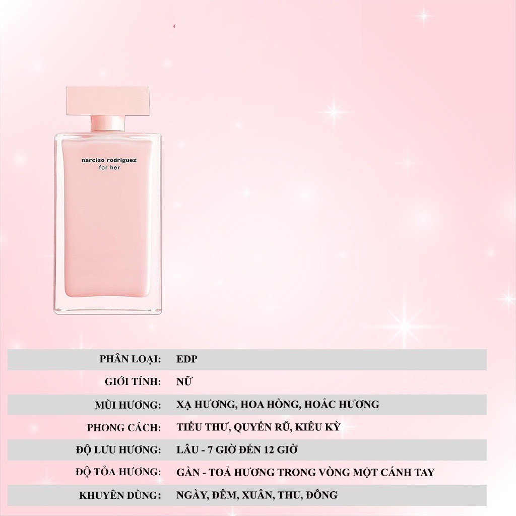 [𝐀𝐮𝐭𝐡] Nước Hoa Nữ Nar Trắng Narciso Rodriguez For Her Pure Musc 100ML gợi cảm tinh thế - D U Y Perfume | BigBuy360 - bigbuy360.vn