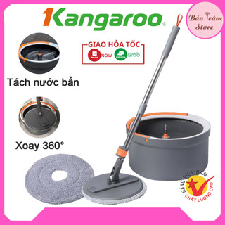 Cây lau nhà đa năng Kangaroo KG26M, Tặng bông lau, Tách nước bẩn, Dễ điều chỉnh độ cao, Nhưa ABS siêu bền
