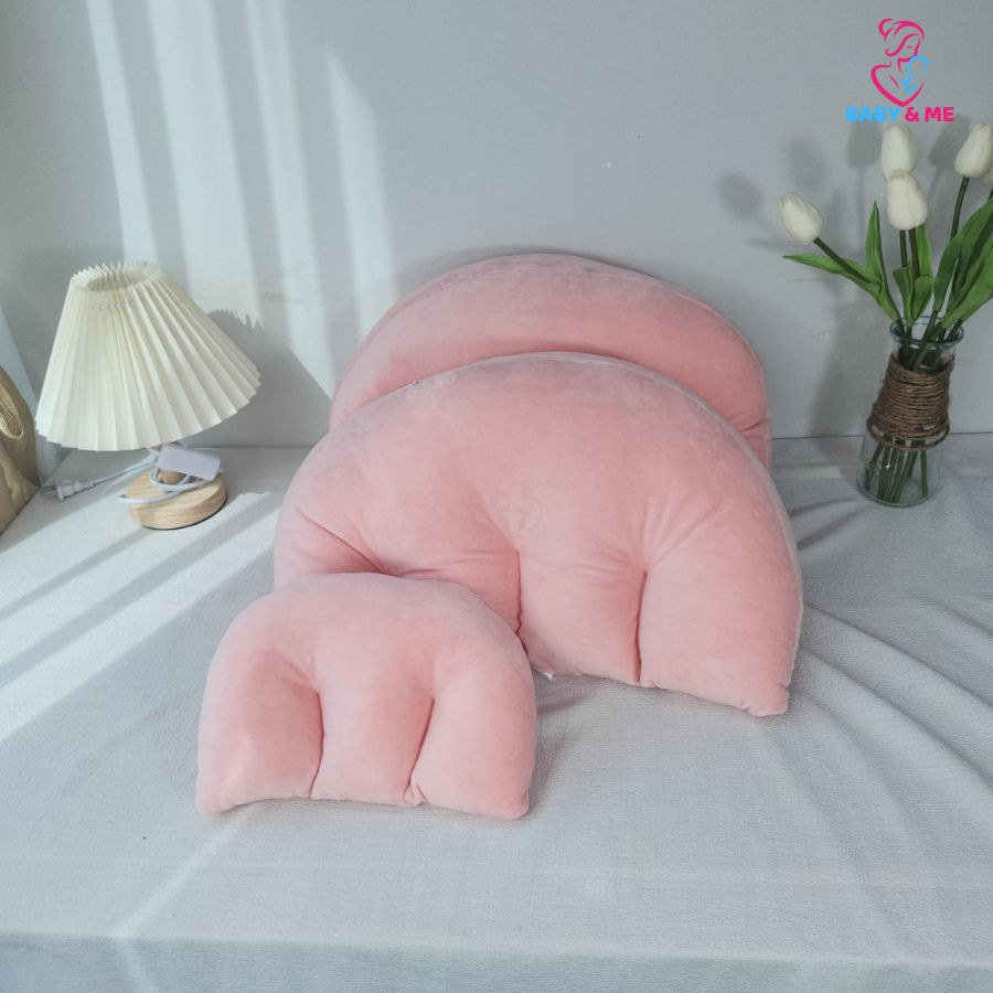 Gối bầu cánh tiên , gối cánh tiên kê bụng bầu 3 cánh vải nhung Baby and me