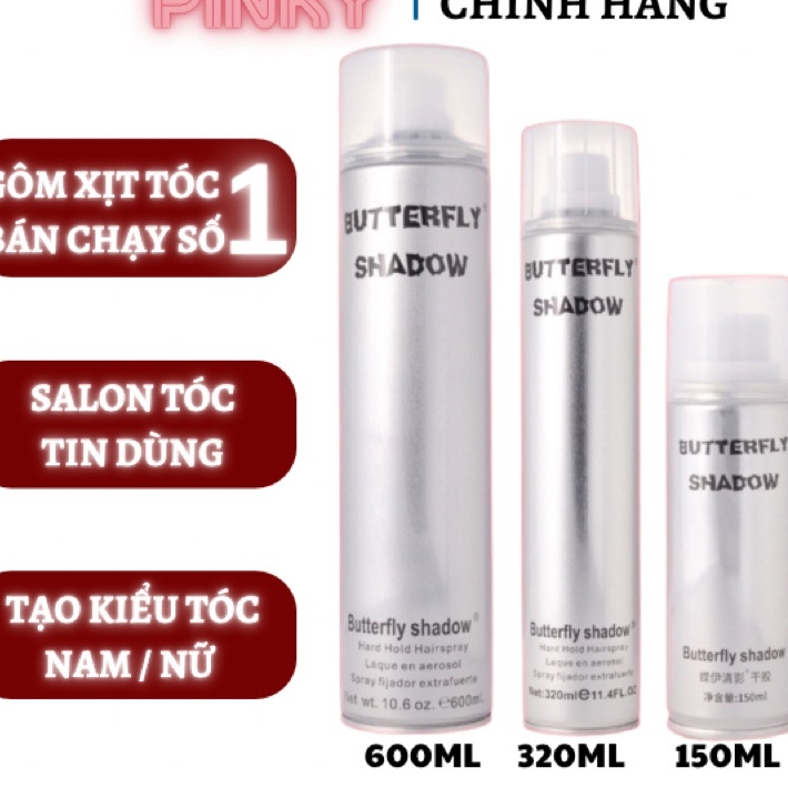 Gôm Xịt Tạo Kiểu Tóc Butterfly Shadow 150 - 320ml (Keo Bạc hàng Loại 1)