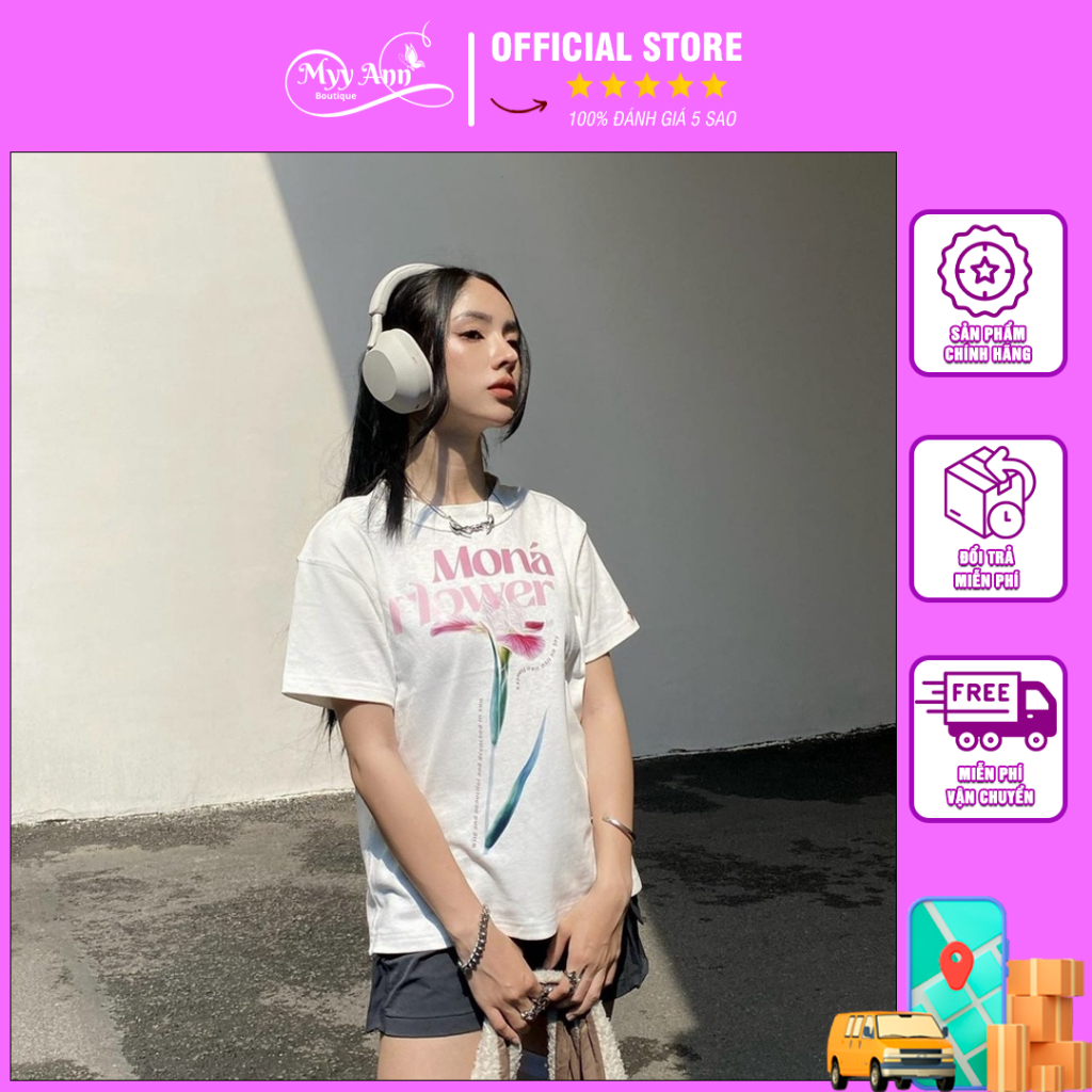 Áo Thun Baby Tee In Hoa Fleur Trắng - Áo Thun Nữ Với Thiết Kế Bông Hoa Thể Hiện Lên Phong Cách Và Cá Tính