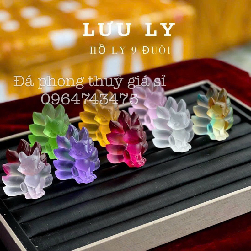 Hồ ly 9 đuôi đá lưu ly tinh khiết tự nhiên nguyên khối 6cm siêu đẹp đủ màu