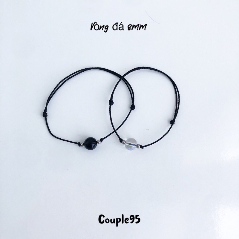 Vòng tay hạt tròn đá đen, trắng