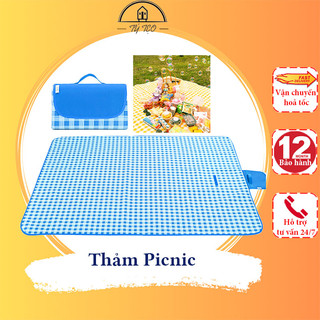 Thảm picnic, thảm dã ngoại du lịch họa tiết caro gấp gọn, chống thấm nước - gia dụng tý tẹo