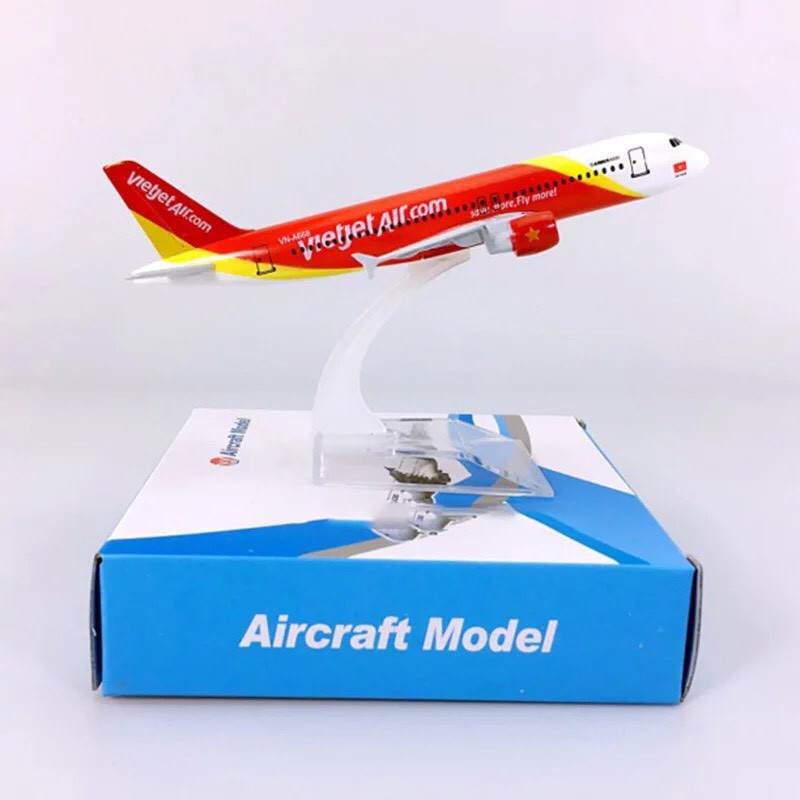 Mô hình máy bay Vietjet Air 16cm, đúc kim loại