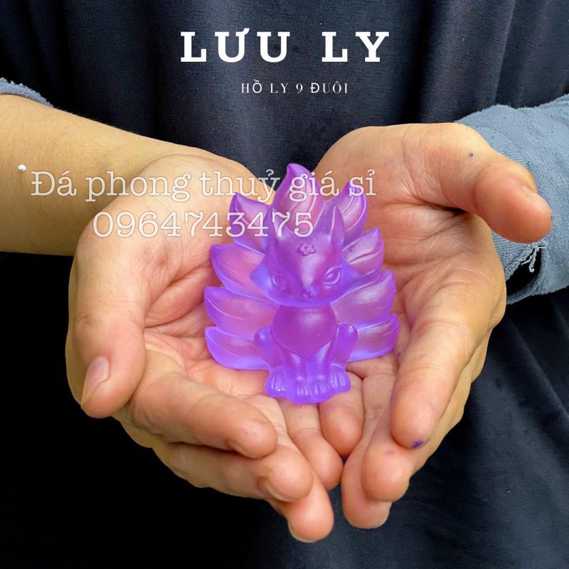 Hồ ly 9 đuôi đá lưu ly tinh khiết tự nhiên nguyên khối 6cm siêu đẹp đủ màu