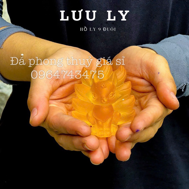 Hồ ly 9 đuôi đá lưu ly tinh khiết tự nhiên nguyên khối 6cm siêu đẹp đủ màu