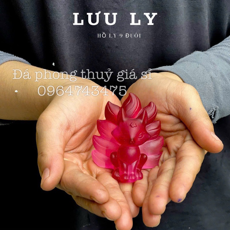 Hồ ly 9 đuôi đá lưu ly tinh khiết tự nhiên nguyên khối 6cm siêu đẹp đủ màu
