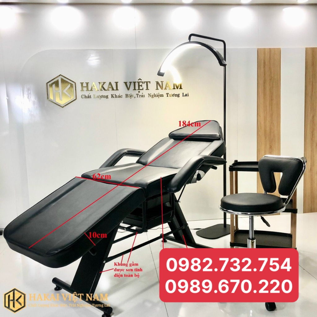 Giường Phun Xăm, Nối Mi, Ghế Tiêm Filler Spa Màu Đen - Hàng Cao Cấp