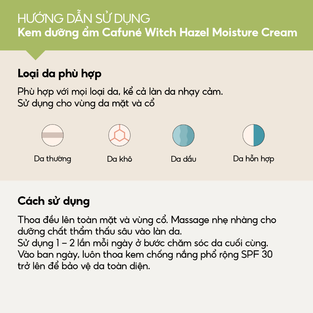 Kem Dưỡng Ẩm Cafuné Witch Hazel Moisture Cream The Cafuné Dưỡng Trắng, Dưỡng Ẩm Làm Đều Màu Da 40gr