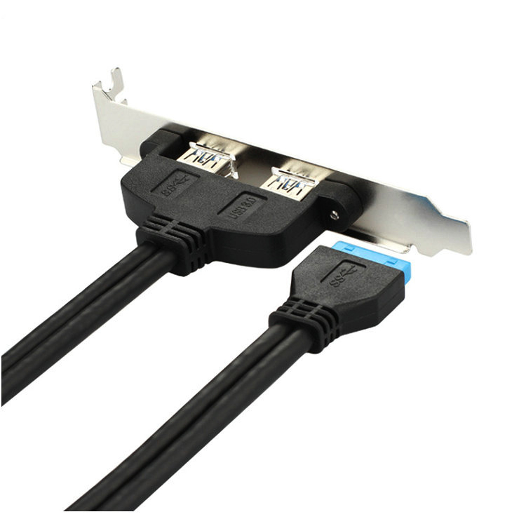 Dây Cáp Mở Rộng 20 Pin Sang 2 Cổng USB 3.0, Cắm Trên Mainboard cho Case ATX, Thanh Sắt 12cm