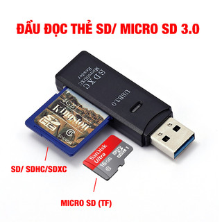 Đầu đọc thẻ nhớ SD, Micro SD (TF) tốc độ 3.0 nhỏ gọn cho máy tính, laptop cổng USB