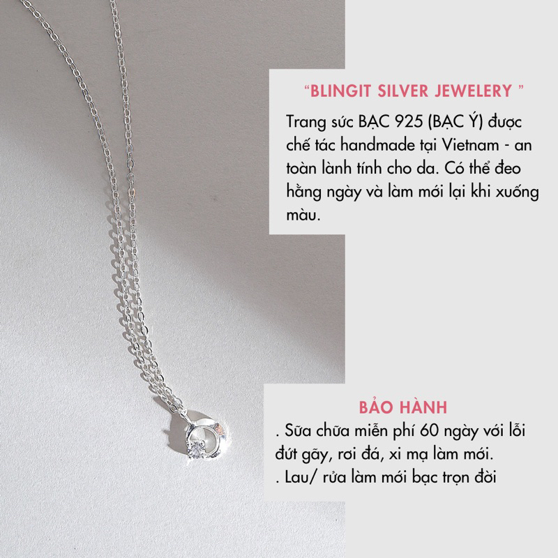 Dây chuyền bạc nữ BLINGIT mặt trăng đính đá phong cách vòng cổ cao cấp, sang trọng, tinh tế - BIVC308