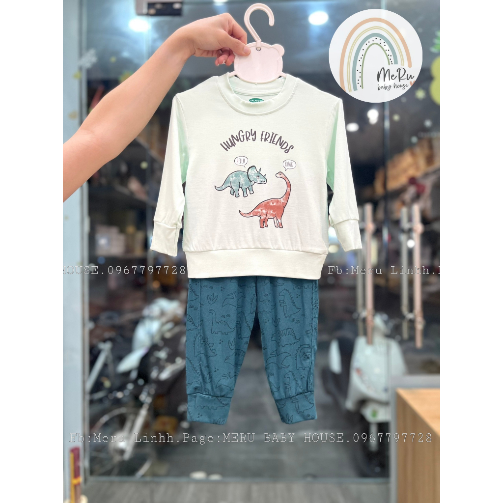 Bộ quần áo dài tay cho bé Ualarogo 1 - 5 tuổi vải Petit thoáng mát co giãn thấm hút mềm mại 2268