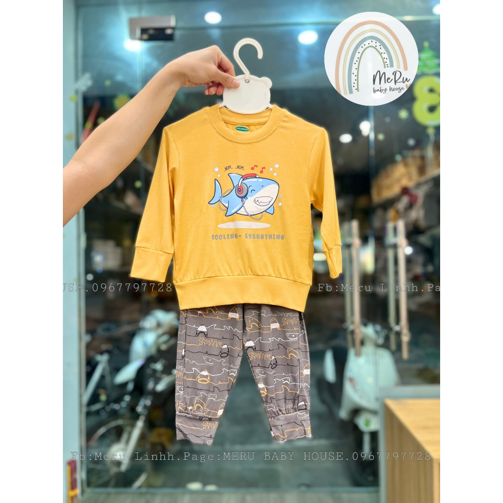 Bộ quần áo dài tay cho bé Ualarogo 1 - 5 tuổi vải Petit thoáng mát co giãn thấm hút mềm mại 2268