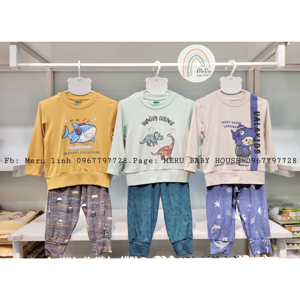 Bộ quần áo dài tay cho bé Ualarogo 1 - 5 tuổi vải Petit thoáng mát co giãn thấm hút mềm mại 2268