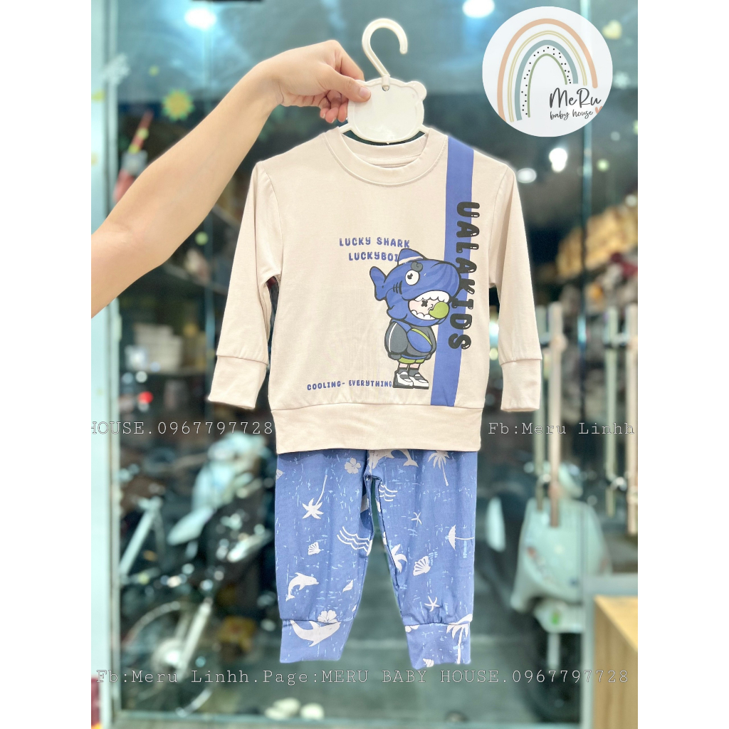 Bộ quần áo dài tay cho bé Ualarogo 1 - 5 tuổi vải Petit thoáng mát co giãn thấm hút mềm mại 2268