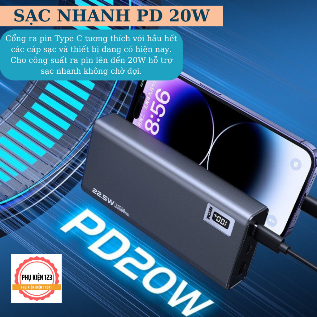 Pin sạc dự phòng dung lượng 10000mah,20000mah WP05-WP06, sạc nhanh 22.5w cho điện thoại,bin tích điện nhỏ gọn tiện lợi..