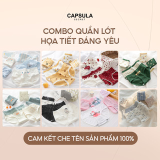 Set 5 quần lót cotton nữ hoạ tiết dễ thương, Combo quần chip cotton kháng khuẩn nâng mông hình cute