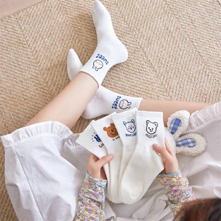 Set 5 đôi tất nữ cổ cao tông trắng phong cách hàn quốc tcc4