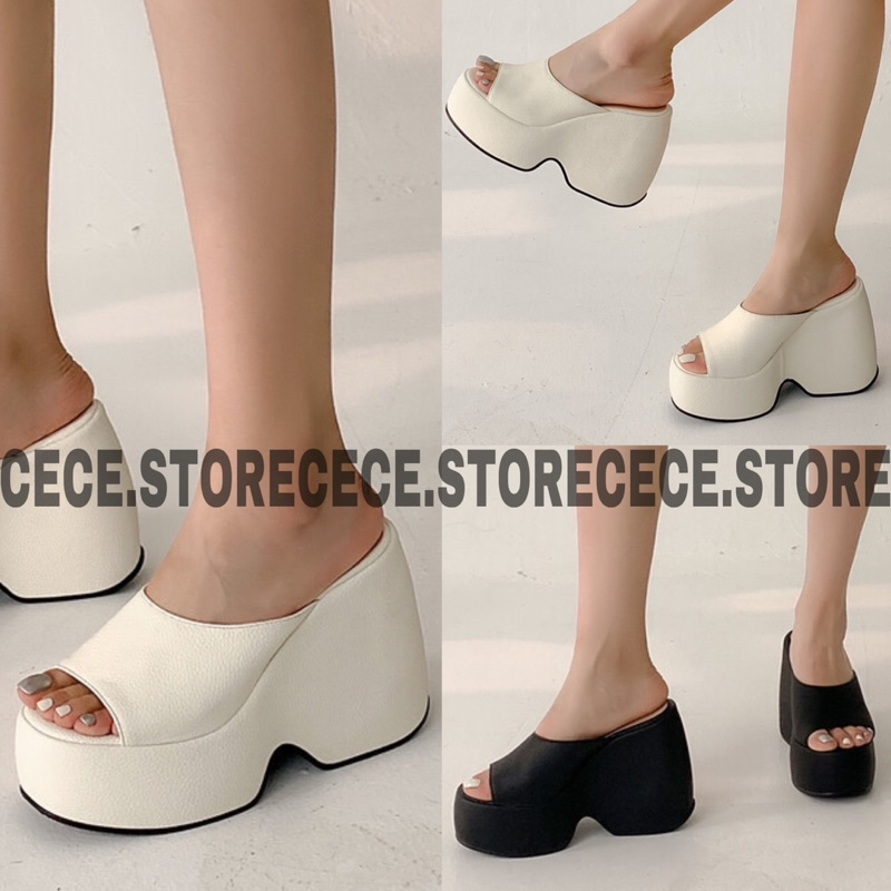 SẴN SANDAL 12CM ĐẾ BẰNG Y2K DA SẦN CECE.STORE