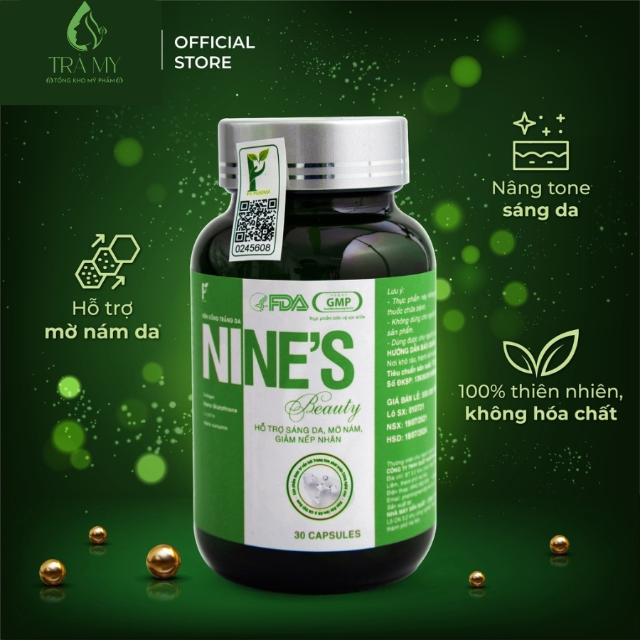 Viên Uống sáng da Nine’s Beauty Giúp Làm Trắng Da, Mờ Nám Giảm Vết Thâm, được bảo vệ tươi trẻ lớp da một hộp 30 Viên