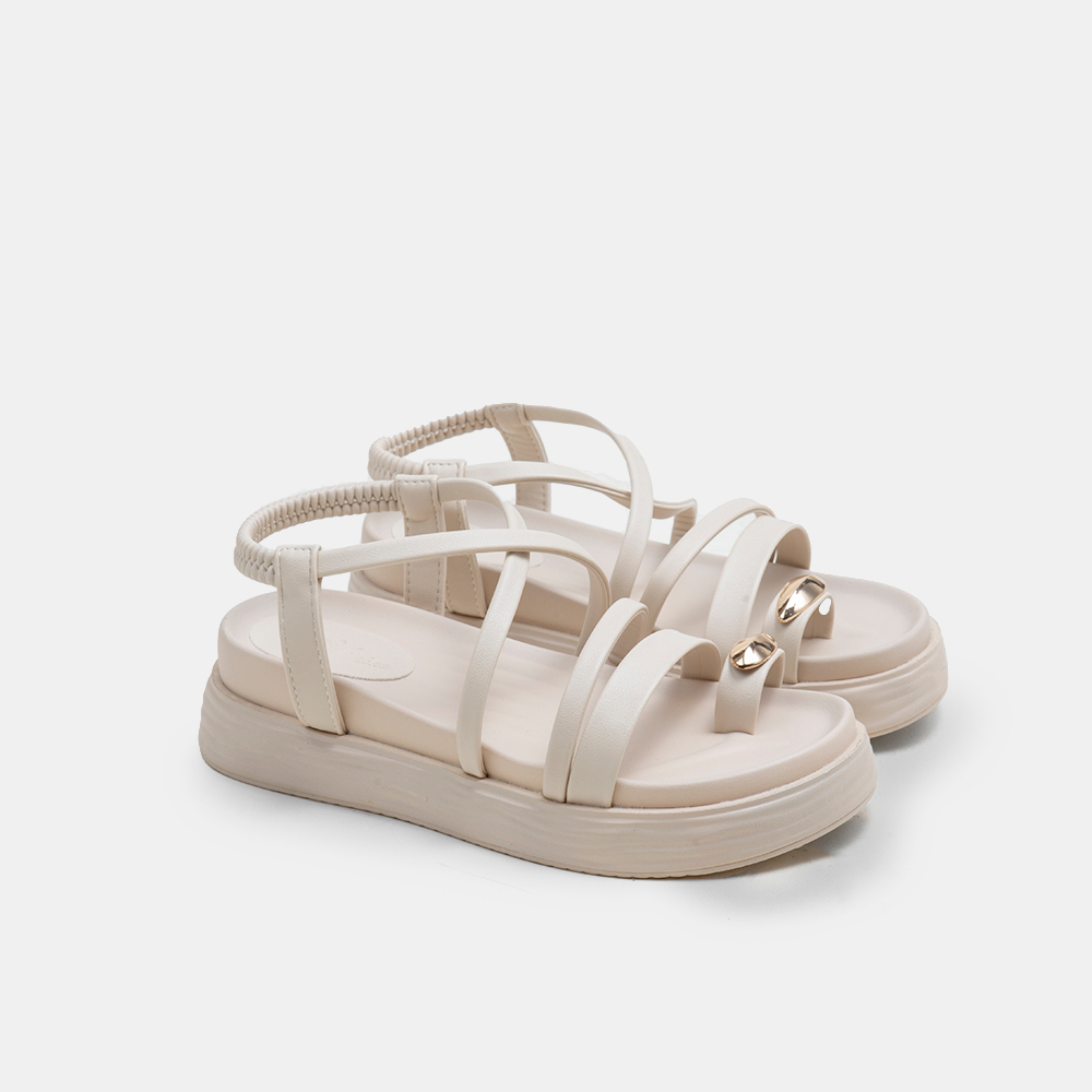 Giày sandal nữ xỏ ngón đế bằng 5 phân phối khuy vàng thời trang BQ SD 0335