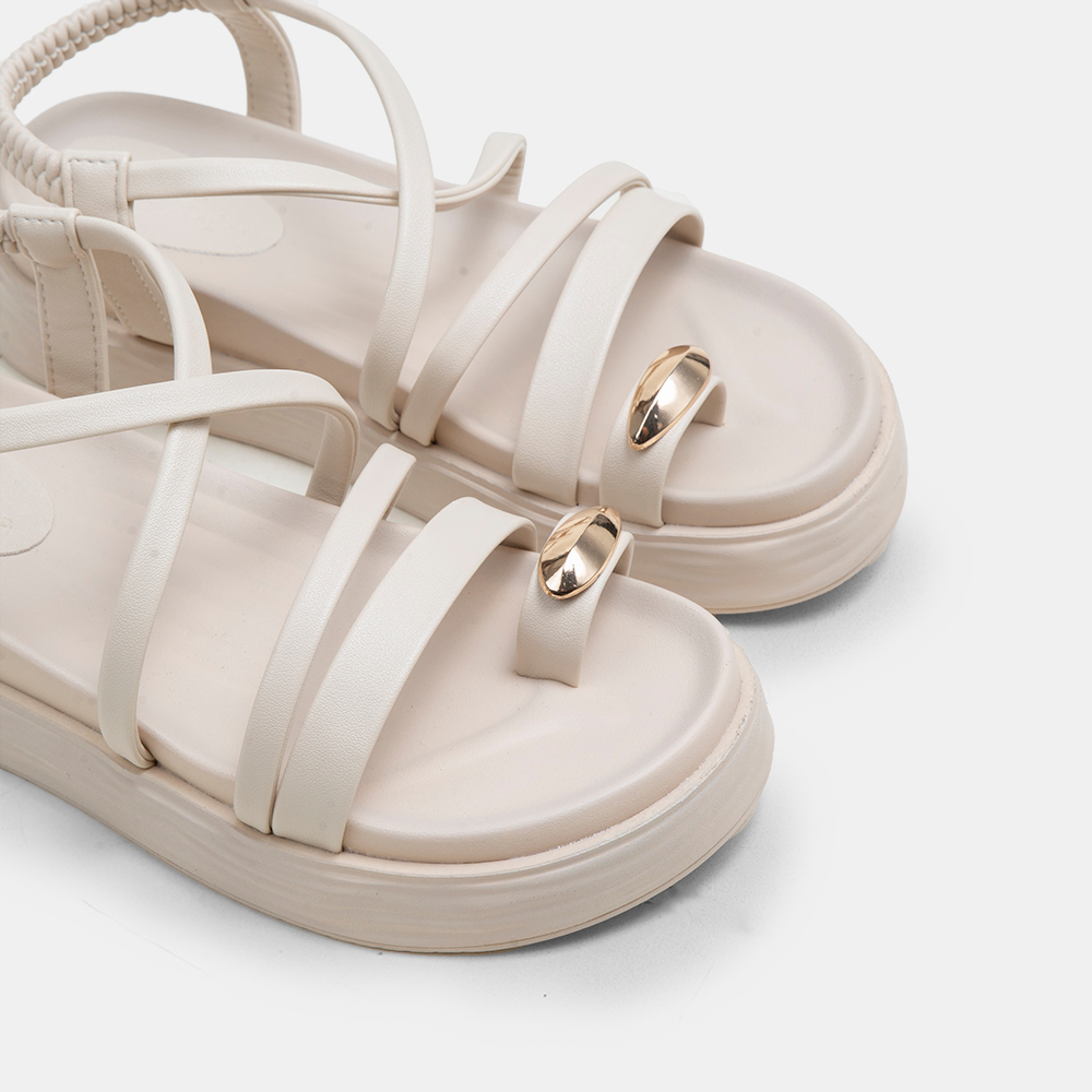 Giày sandal nữ xỏ ngón đế bằng 5 phân phối khuy vàng thời trang BQ SD 0335