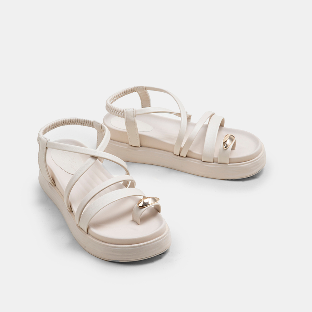 Giày sandal nữ xỏ ngón đế bằng 5 phân phối khuy vàng thời trang BQ SD 0335