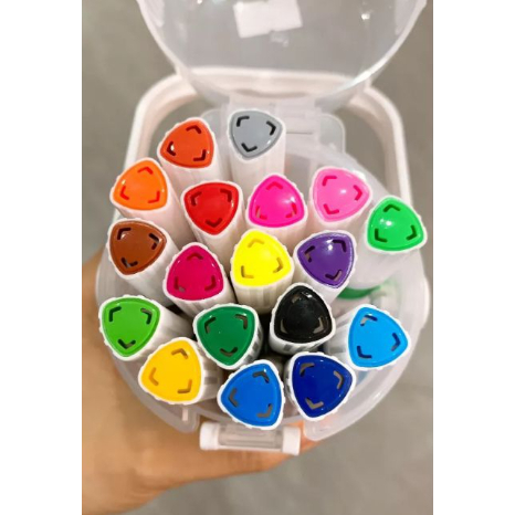 Set 12 Bút brush 12 màu 2 đầu viết calligraphy Zhishu, bút dạ màu marker nhiều màu dễ thương