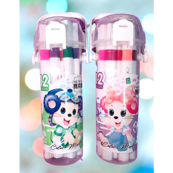 Set 12 Bút brush 12 màu 2 đầu viết calligraphy Zhishu, bút dạ màu marker nhiều màu dễ thương