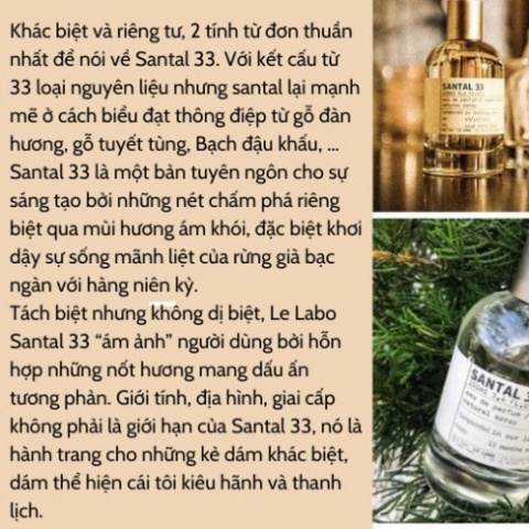 Nước hoa nam chính hãng cao cấp Le La.bo Santal 13 33, dầu thơm mẫu 100ml hương thơm sang trọng, đẳng cấp quý ông - DR72