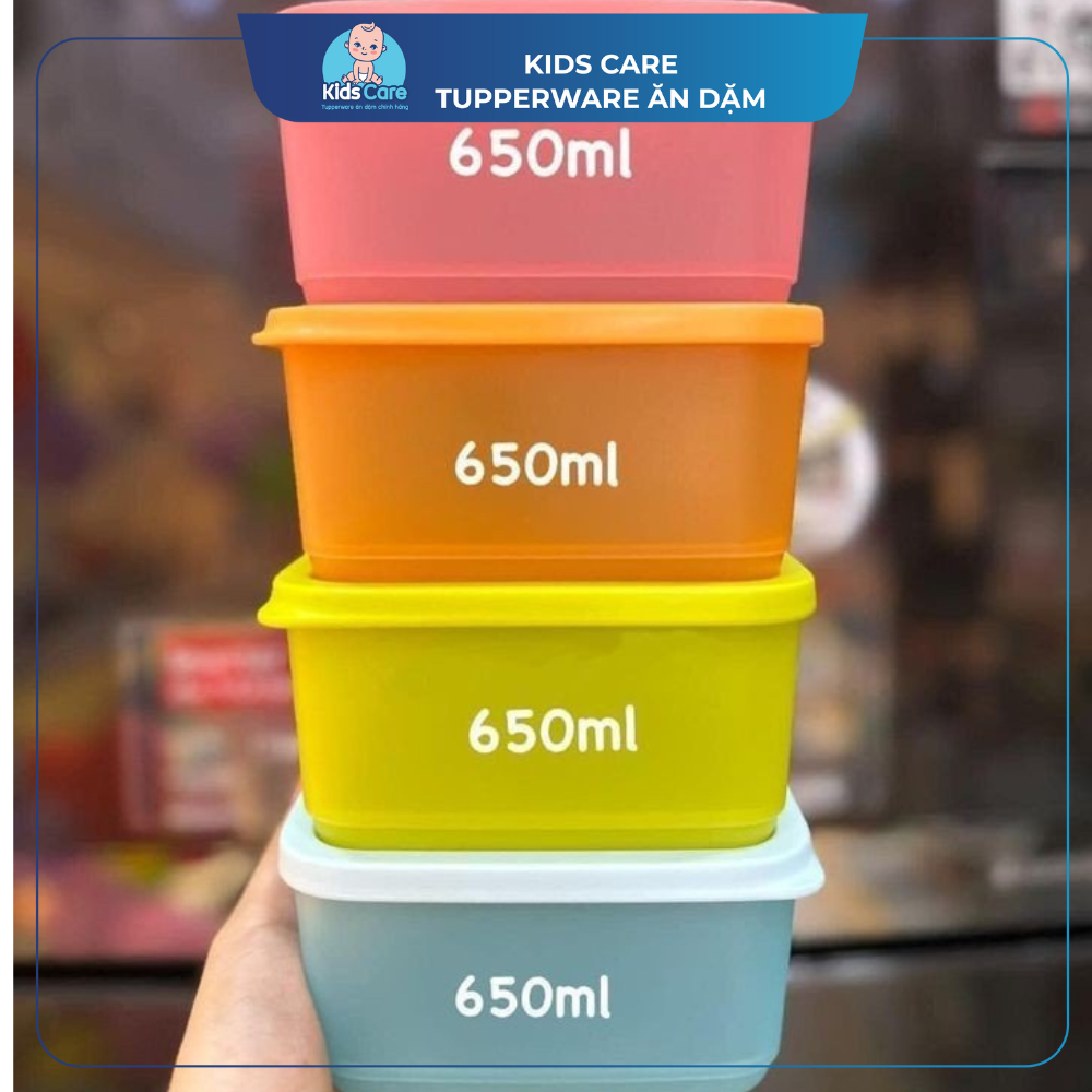 Bộ hộp sắc màu vuông thấp 650ml