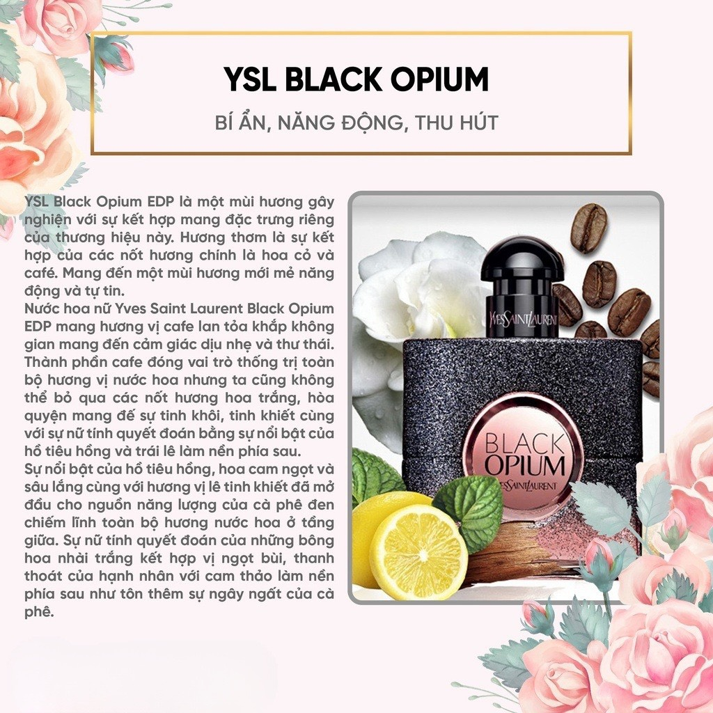 [𝐀𝐮𝐭𝐡] Nước Hoa Nữ  YSL Black Opium EDP 90ml- Hương Thơm Ngọt Ngào Mùi hương bí ẩn quyến rũ và gợi cảm | BigBuy360 - bigbuy360.vn