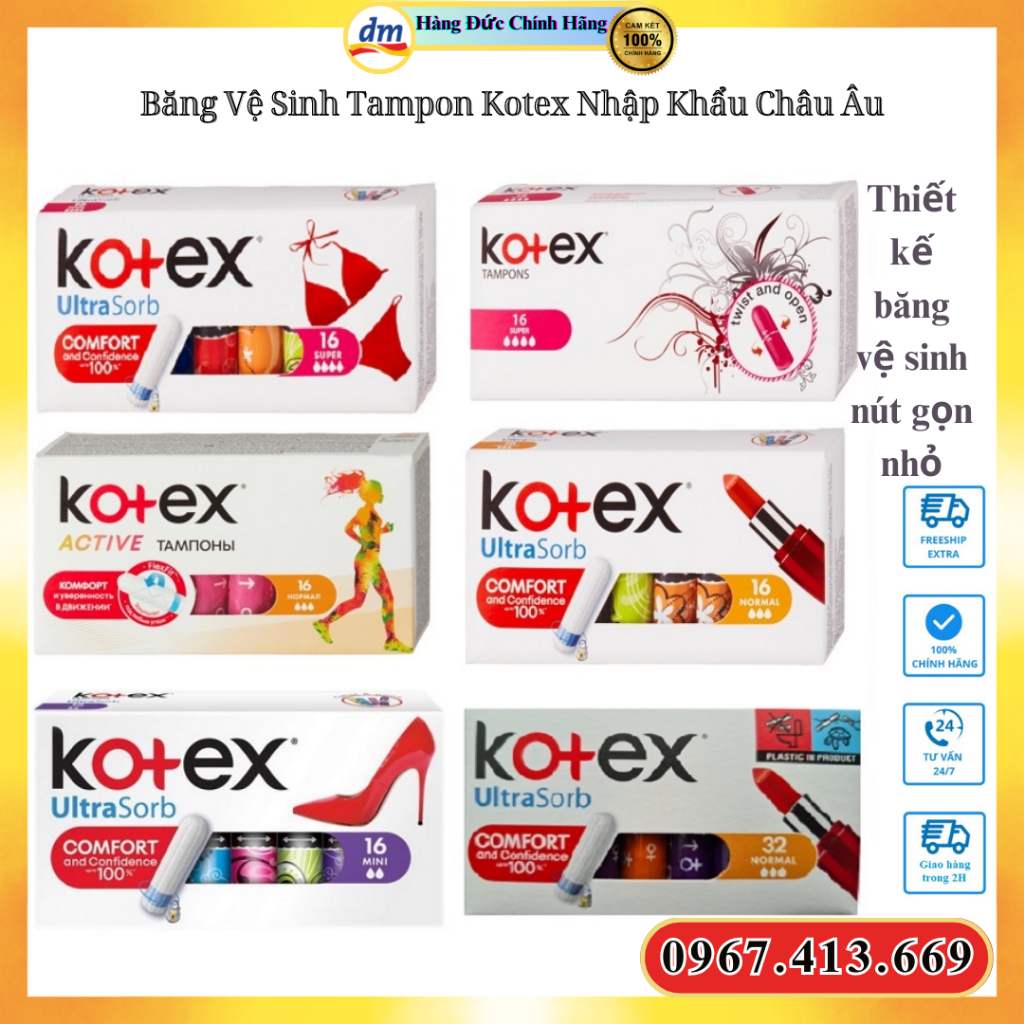 Băng Vệ Sinh Tampon Kotex Nhập Khẩu Châu Âu