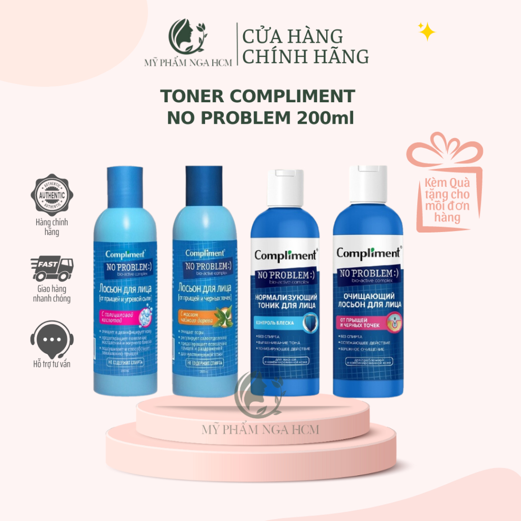 Toner Compliment No Problem giảm mụn kiềm dầu, se khít chân lông 200ml