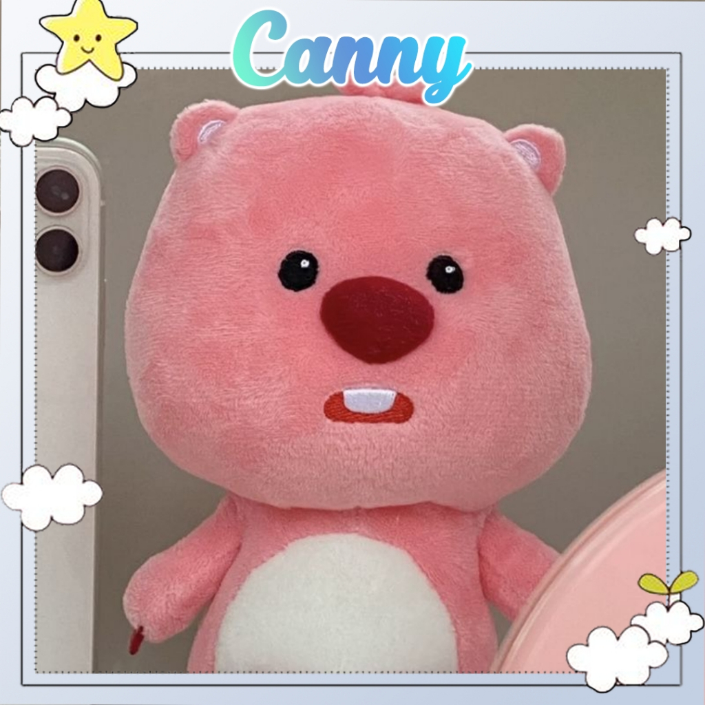 Gấu bông Loopy Hải Ly coslay dễ thương, móc khóa gấu bông hồng hải ly treo