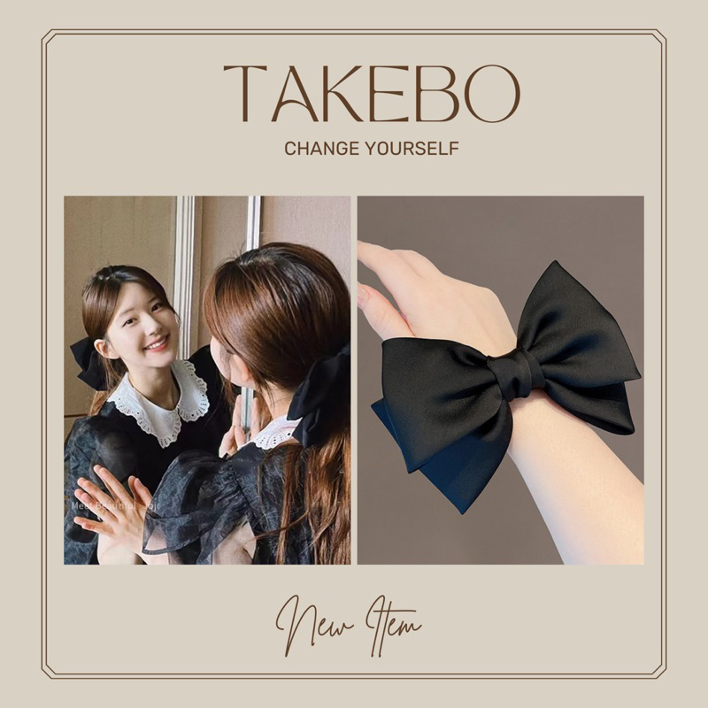 Buộc tóc/ cột tóc vải nơ đen Triệu Lộ Tư bản lớn phong cách tiểu thư dịu dàng nữ tính
