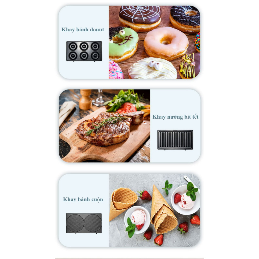 Máy nướng bánh mì, máy kẹp bánh mì sandwich đa ngăng SOKANY công suất 800W