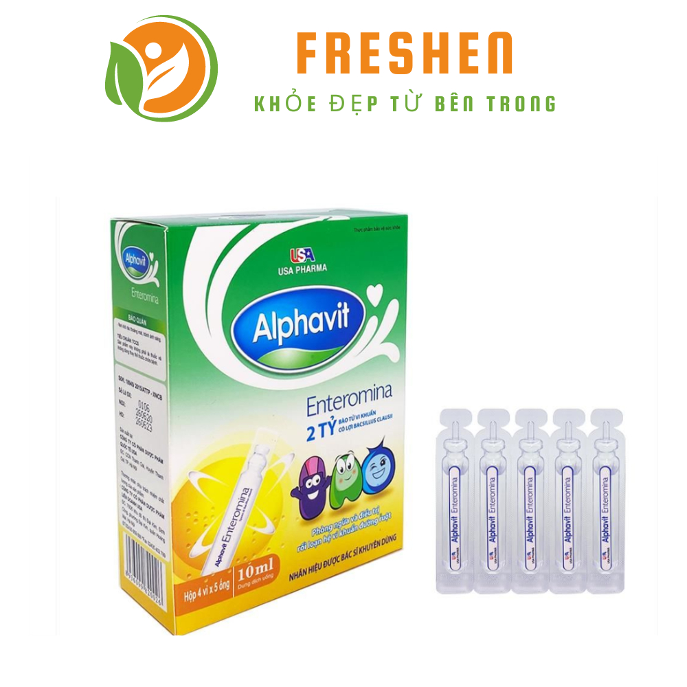 Men vi sinh cho bé Alphavit Enteromina USA Pharma cung cấp 2 tỉ lợi khuẩn giúp tiêu hóa và hấp thu tốt- Hộp 20 ống