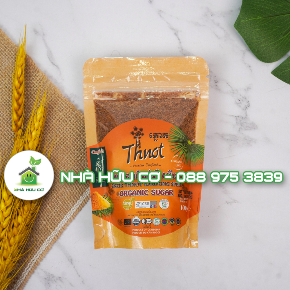 Đường thốt nốt hữu cơ CAMPUCHIA - NGUYÊN GÓI 100G - Date: 14/3/2026 - Nhà hữu cơ