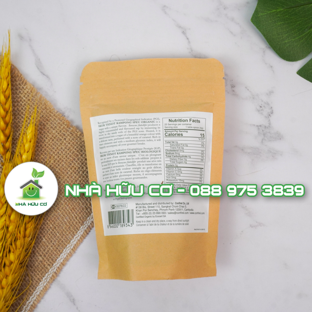 Đường thốt nốt hữu cơ CAMPUCHIA - NGUYÊN GÓI 100G - Date: 14/3/2026 - Nhà hữu cơ
