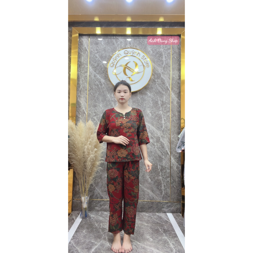 Đồ Bộ Trung Niên Cho Mẹ Chất Liệu Lụa Hàn Châu Xịn Xò - Sang Trọng