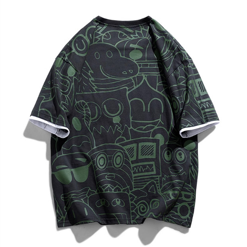 Áo Thun Nam Dáng Rộng Cổ Tròn In Họa Tiết Hoạt Hình Chất Cotton Phong Cách Đường Phố Thời Trang Zenkonu TOP NAM 272